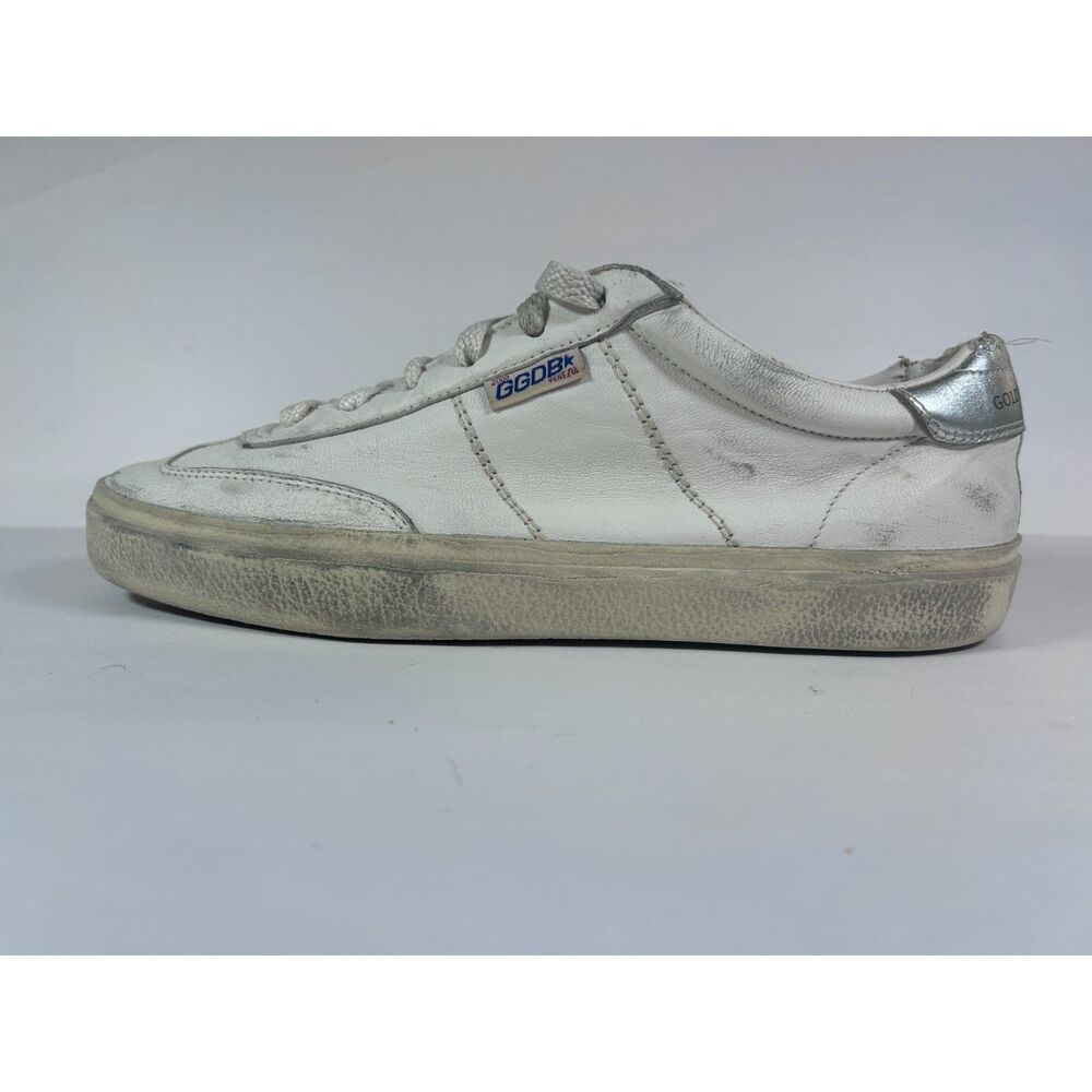 Golden Goose Soul Star White Leather Metallic Silver Low Top Sneakers 8.5 Rugged